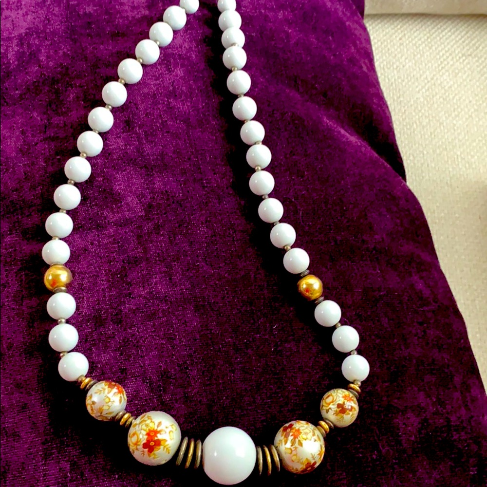 Baby blue beaded necklace
